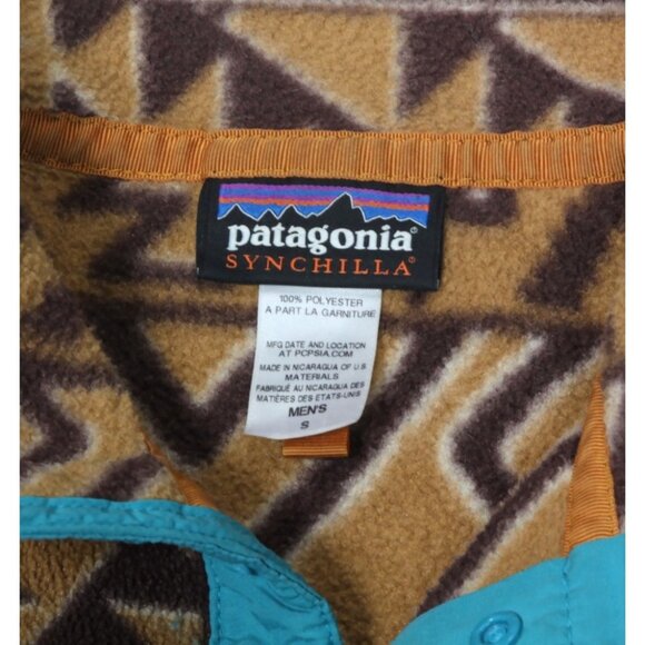 Patagonia Synchilla Snap T Fleece Montana Siete Brown Bear Aztec sz S /783 - Picture 3 of 4